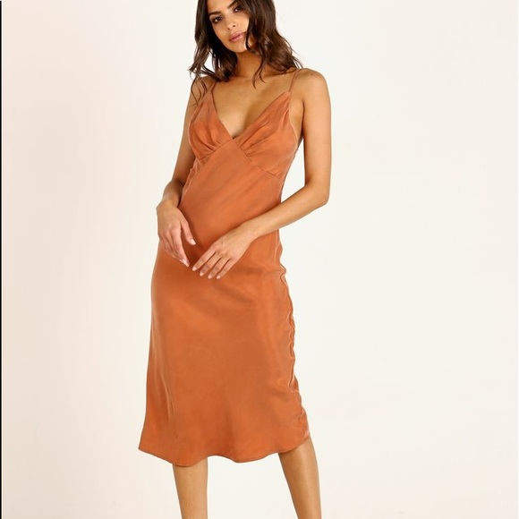 Keepsake Midi Dress In Rust - Picture 3 of 11
